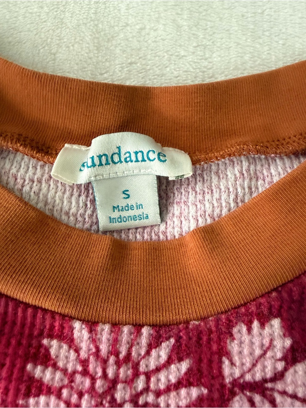 SUNDANCE Thermal Waffle Knit Long Sleeve Shirt Top : Burgundy Small E02 - Picture 2 of 5